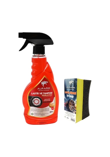 Alpars Araba Lastik Parlatıcı Tampon Parlatıcı 500 ML + Lastik Sünger 2'li Set