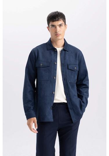 DeFacto Regular Fit Polo Yaka Süet Gömlek Ceket D3379AX25SPNV256