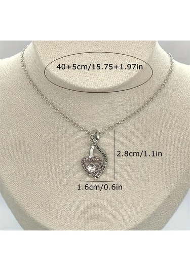 Rhineston 925 Ayar Gümüş Zincir Seni Seviyorum Yazılı Kalp Kolye Çok Renkli