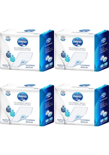 Mavi Beyaz 90 x 60 CM Kaydırmaz Bantlı Yatak Koruyucu Örtü 30'lu x 4 120 Adet