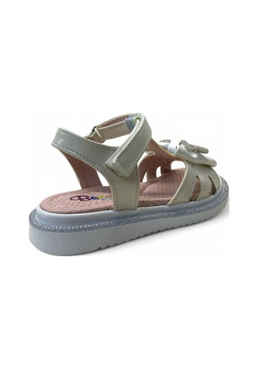 516 Kız Çocuk Okul Öncesi Taşlı Sandalet Krem