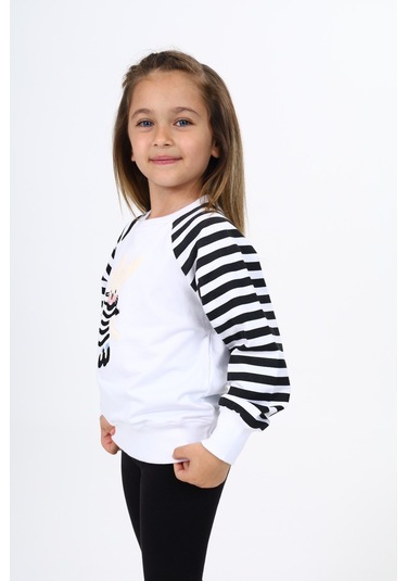 Toontoy Kız Çocuk Nakışlı Sweatshirt Beyaz