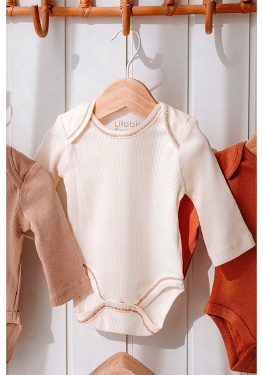 Lilabio %100 Organik Pamuk 3'lü Uzun Kollu Bebek Body Seti Çok Renkli