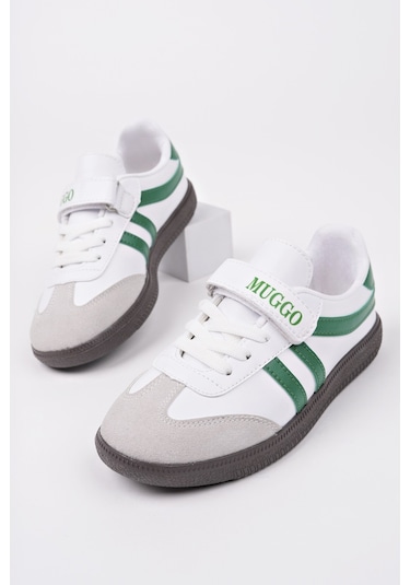 Muggo Dudley Günlük Ortopedik Bağcıklı ve Cırtlı Çocuk Sneaker Spor Ayakkabı - Yeşil
