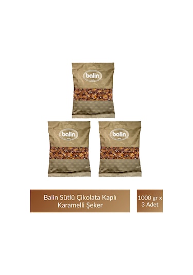 Balin Karamel Sütlü Şeker 1000 Gr X 3 Adet