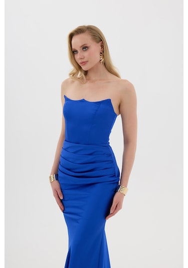 Carmen Kadın Straplez Maxi Boy Abiye Elbise 58565 Saks Saks