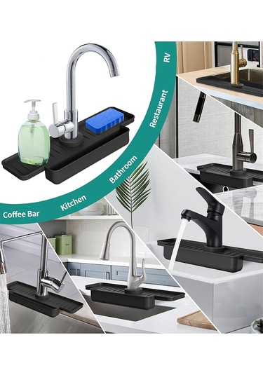 Silikon Musluk Sıçrama Koruyucu Mutfak Lavabo Sıçrama Koruyucu Siyah Siyah Çok Renkli