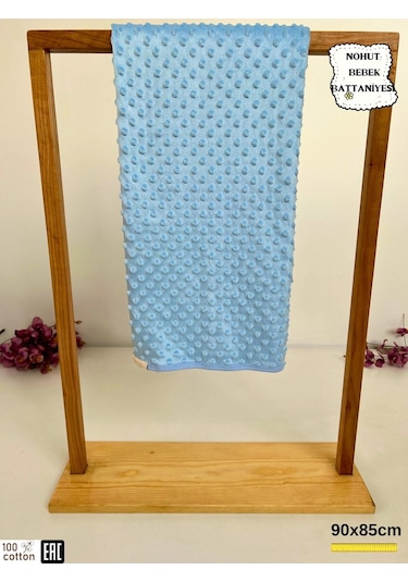 Nohut Kız / Erkek Bebek Battaniyesi & Kundağı Çift Katlı %100 Pamuklu Çok Amaçlı Örtü 90x85cm Btn11003 Mavi