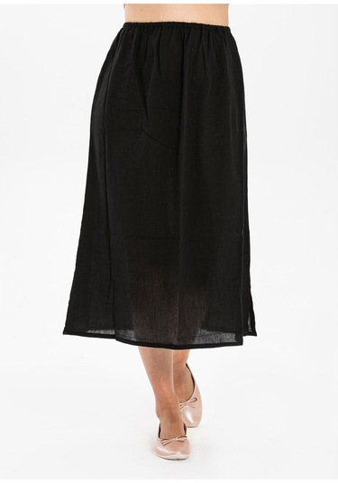 Jüpon Şile Bezi Pamuk Uzun Etek Astarı Tam Boy Jipon Siyah Syh