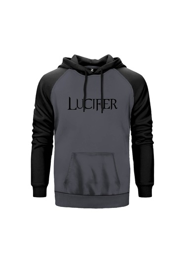 Lucifer Text Gri Reglan Kol Unisex Sweatshirt Hoodiee Gri