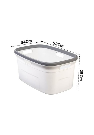 Motek MT-02 4 Taraflı Tutulabilen Çamaşır Sepeti Selesi Beyaz Gri Beyaz - Gri