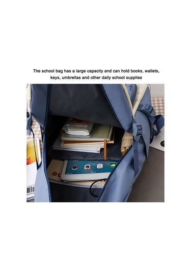 Jeehugo Öğrenci İçin Kumaş Çanta Seti - 5 Parça Sırt Çantası, El Çantası, Defter Çantası - Siyah - Büyük Kapasite Çok Renkli