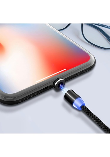Gajeena Magneetik Şarj Adaptörü Type-c, 360 Otomatik Tutma, 1m/2m Uzunluk Seçeneği, Xiaomi/huawei/iphone Uyumlu, Sabit Bağlantı