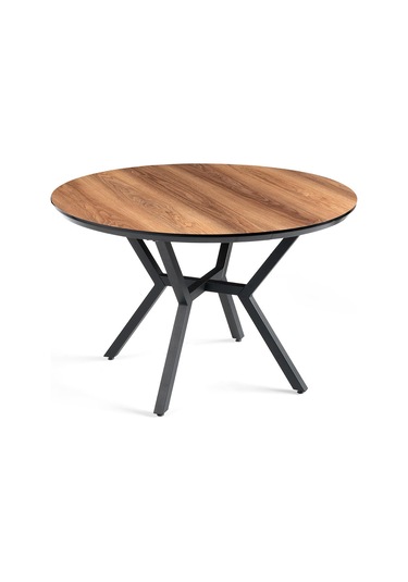 Roza Yuvarlak Highgloss Açılır Mutfak Yemek Masası 120cm Ceviz