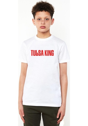Tulsa King Lettern Beyaz Çocuk Bisikletyaka Tshirt Beyaz