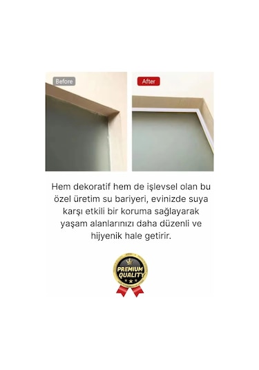 2 Adet Ultra Güçlü Dayanıklı Esnek Tezgah Mutfak Banyo Kendinden Yapışkanlı Su Bariyeri 2 Metre