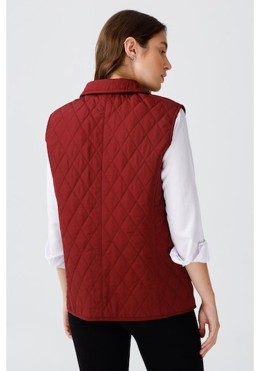 Desen Triko Kadın Kapitone Yelek 02421437 Bordo Bordo