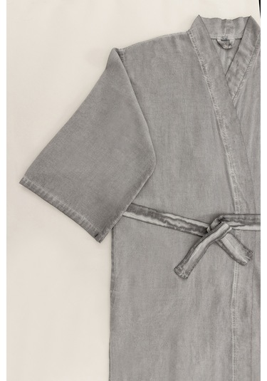 Raw Pamuk Gri Sabahlık Kimono S-m 1517a Gri