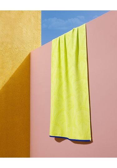 Madame Coco Palmie %100 Pamuk Plaj Havlusu - Yeşil - 70x150 Cm 8684427222850 Yeşil