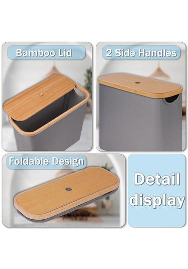 Ximistore9 Gri Banyo Kağıdı Depolama Sepeti, 9 Rollu Kapasite, Bambus Kollü Ve Kapaklı, Oxford Kumaşı Dikey Organizer Gri