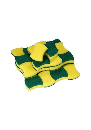 Prestigegoods 30 Adet Çift Yüzlü Sünger Ovma Peddi Bulaşık Yıkama Fırçalama Lekeleri Çıkarma Mutfak Garaj Banyo İçin Yeşil Sarı 10x7x3cm