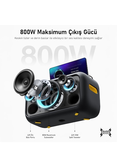 Ikarao Break X1 800 W Partybox Hoparlör Karaoke Seti + Standlı