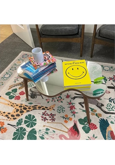 Fawdecor Aynalı Masif Ahşap Orta Sehpa - 100 X 64 Cm Ceviz