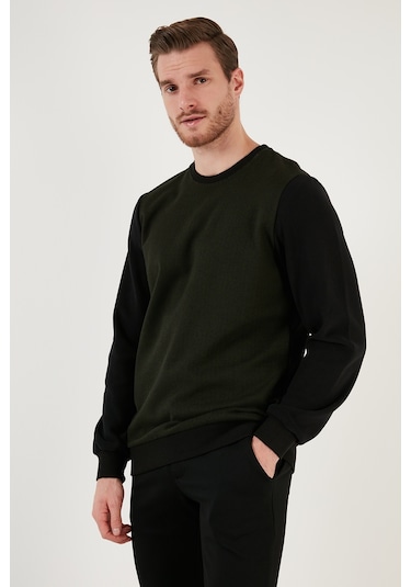 Buratti Pamuklu Regular Fit Bisiklet Yaka Erkek Sweat 5905041 Haki