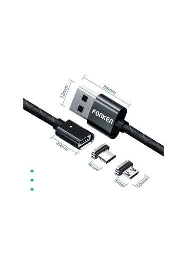 Prestigegoods Manyetik Mikro Usb Kablosu Mıknatıs Usb Tip C Telefon Şarj 3a Hızlı Şarj Android Veri Kablosu