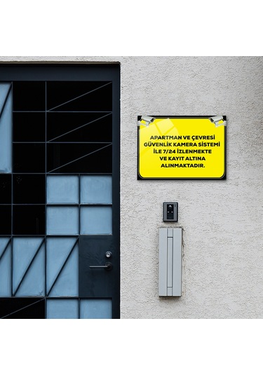 Cam Yönlendirme Levhası|Apartman Kamera Sistemi ile İzlenmektedir