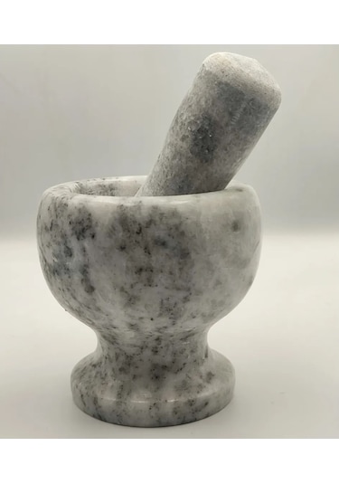 Diperla Açık Gri Marmara %100 Doğal Mermer Havan Sarımsak Dövecek