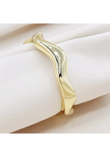 Dalgalı Şık Kelepçe Gold Gold