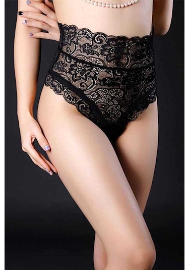 Merry See Yüksek Bel Dantel Külot Siyah
