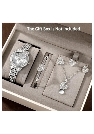 Vip Zarif 6 Parça Taşlı Kalp Motifli Takı Set