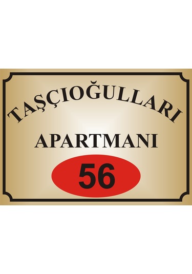 Apartman İsim Tabelası Mod10 Aliminyum AYNALI Gold  Metal Levha