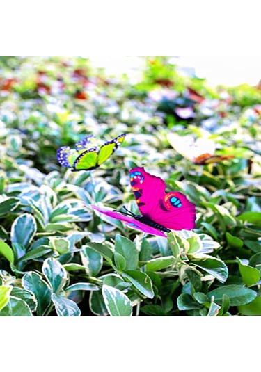 Yunboo 12cm Pvc Simülasyon Kelebekler, Bahçe Ve Bitki Süsleri, Rüzgarla Hareket Eden, 100 Adet, Renk Rastgele, Dayanıklı Ve Su Geçirmez