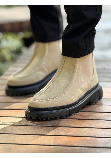 Roof Atelier Erkek Kum Yandan Elastik Bantlı Fermuarlı Bot - 2433 - Sst Kum
