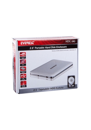 Everest Hdc-240 Harici 2.5" 7Mm Usb 2.0 Ssd Pembe Hdd Kutusu