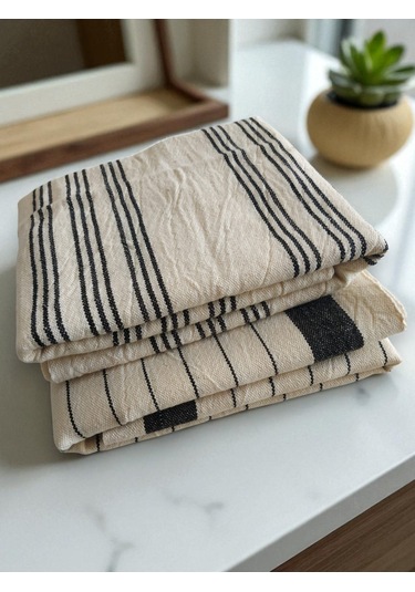 Mutfak Kurulama Bezi, 2 Adet Farklı Desen, %100 Pamuk, Kara Tezgah Peşkir 50x90 Cm Bej