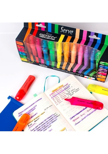Serve Berry Fosforlu Kalem 12 Renkli Set Sv-Brfk12Ktfrps Çok Renkli