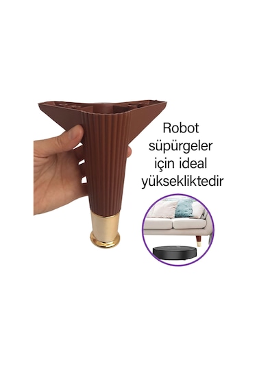 4 Adet Golden Ayak 15 Cm Kahve Altın Gold Mobilya Kanepe Sehpa Ünite Koltuk Ayağı Baza Ayak Ayakları