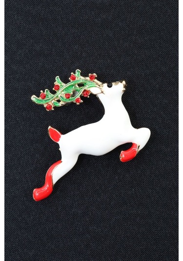 Noel Geyiği Broş. Taşlı Tasarım Ren Geyiği Broş. Yaka İğnesi Broş. Geyik Broş. Kadın Broş. Broş. Çok Renkli