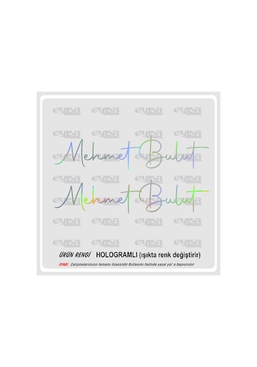 Size Özel Isim El Yazısı 2 Adet Ad Soyad Imza Etiket 25x7 Hologram