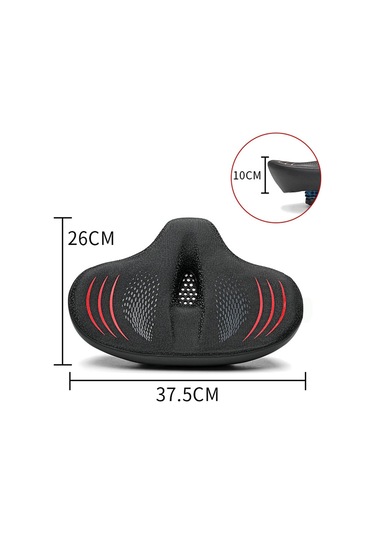 Suntek Bisiklet Koltuğu Yumuşak Geniş Pu Deri Siyah-kırmızı Siyah - Kırmızı