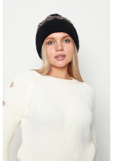 Zigzag Desenli Kadın Bere Rkş-19 Siyah Kahverengi Kahverengi