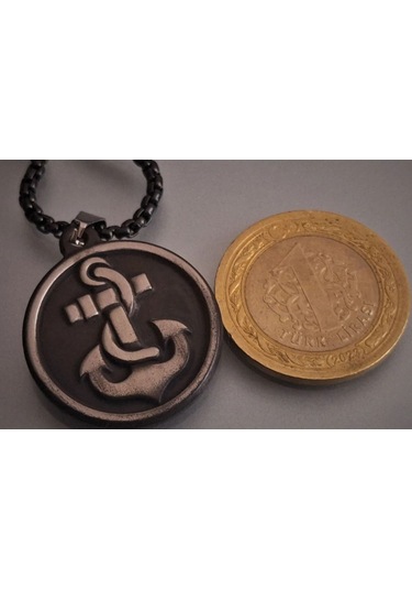 Antik Paslanmaz Çelik Denizci Çapa Erkek Kolye /60 Cm Zincirli Silver