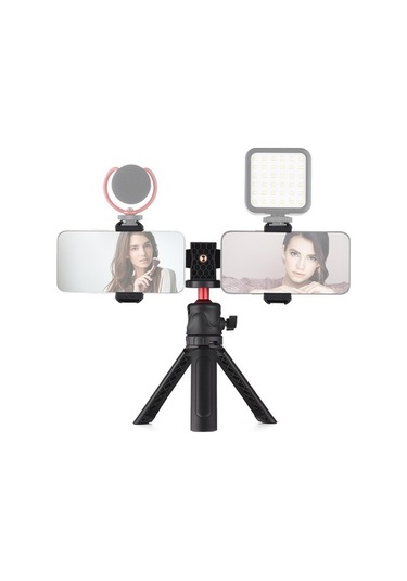Novahub Çok Fonksiyonlu Akıllı Telefon Video Kiti, 2 Telefonlu Tripod Montaj, Led Işık Ve Mikrofon Dahil