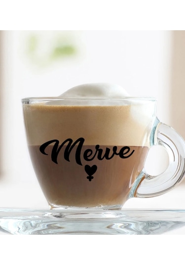 Bk Gift Kişiye Özel İsimli Dtf Cam Kahve Fincanı-5, Sevgiliye Hediye, Arkadaşa Hediye, Doğum Günü Hediyesi Kobitmeyencom31026 Bk Gift