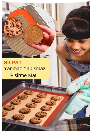 2 Adet Kendinden Yağlı Silikon Pişirme Ve Hamur Açma Matı 30x40cm Turuncu
