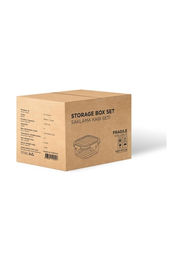 Golden Rod 6 Adet Sızdırmaz Kare Saklama Kabı Seti Siyah